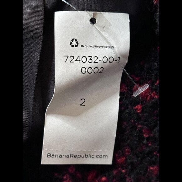 New Banana Republic Jacket 2 / XS Women Black Red Tweed Moto Biker Full Zip Wool - Picture 8 of 9